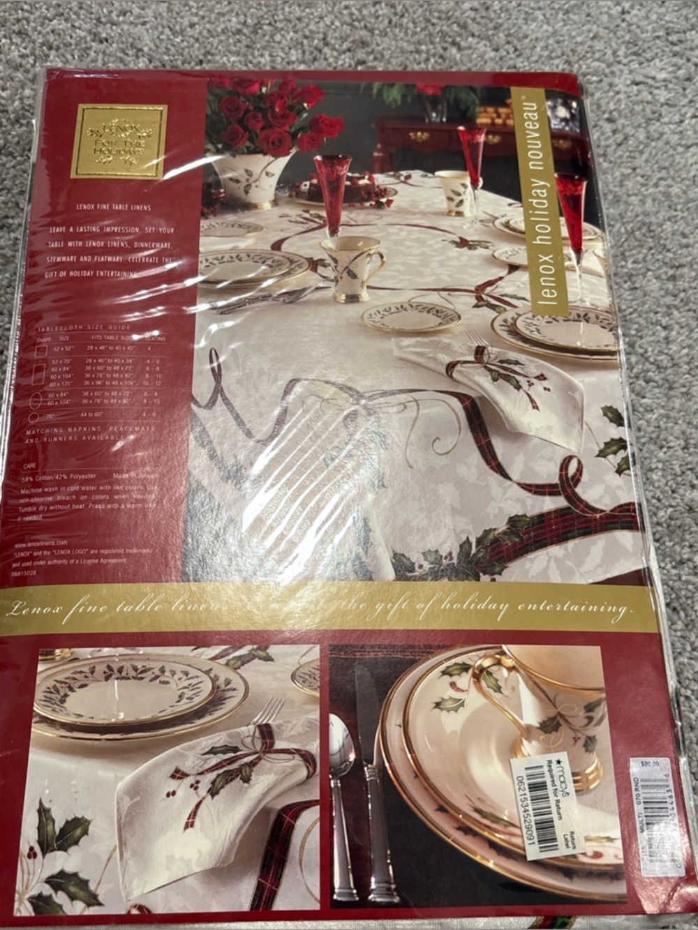 NEW Lenox Holiday Nouveau Tablecloth, 70" Round, Christmas NEW - Picture 3 of 4